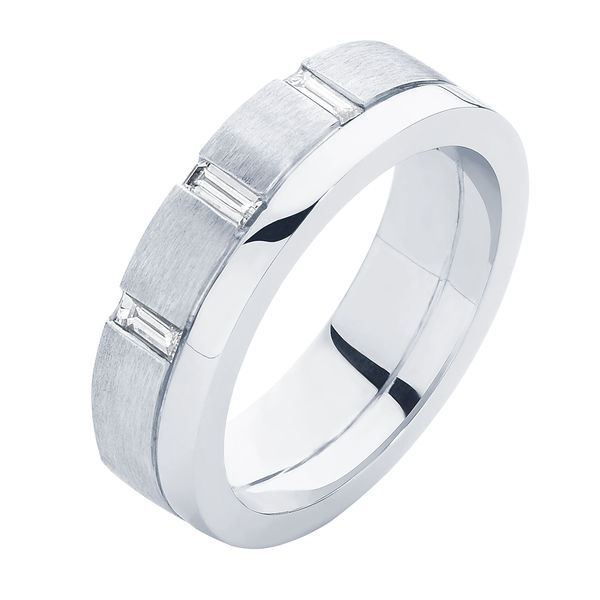 Baguette Mens Platinum Wedding Ring