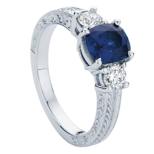 Bluebell Engraved White Gold Engagement Ring