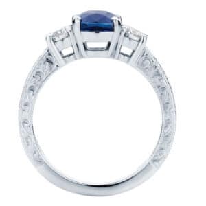 Bluebell Engraved White Gold Engagement Ring