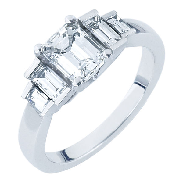 Deco Platinum Engagement Ring