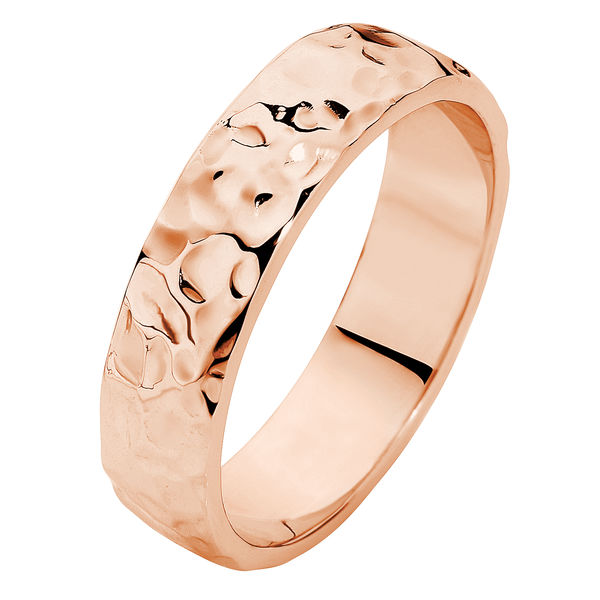 Heavy Hammertone Rose Gold Wedding Ring