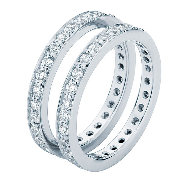 Womens Vintage White Gold Wedding Ring | Infinity Bead Set