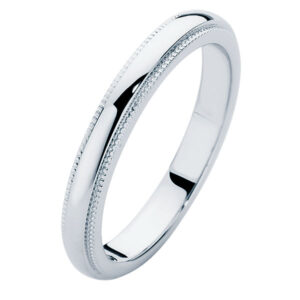 Ladies Millgrain White Gold Wedding Ring