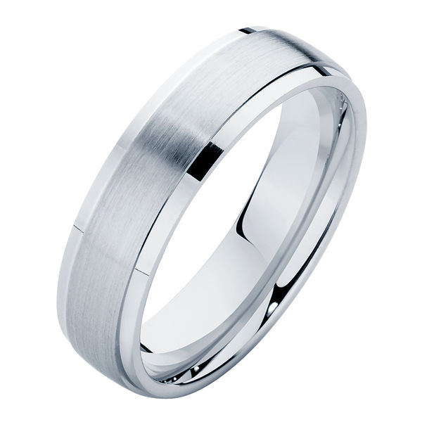 Mens White Gold Wedding Ring | Matte Polished II