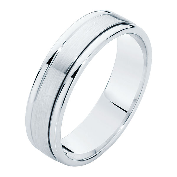 Mens Two Tone Platinum Wedding  Ring  Matte Polished