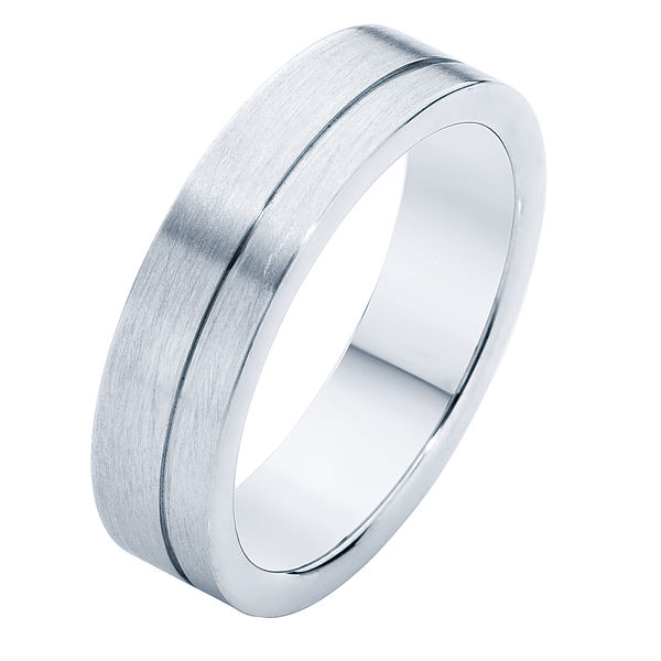 Matte with Side Line White Gold Wedding Ring