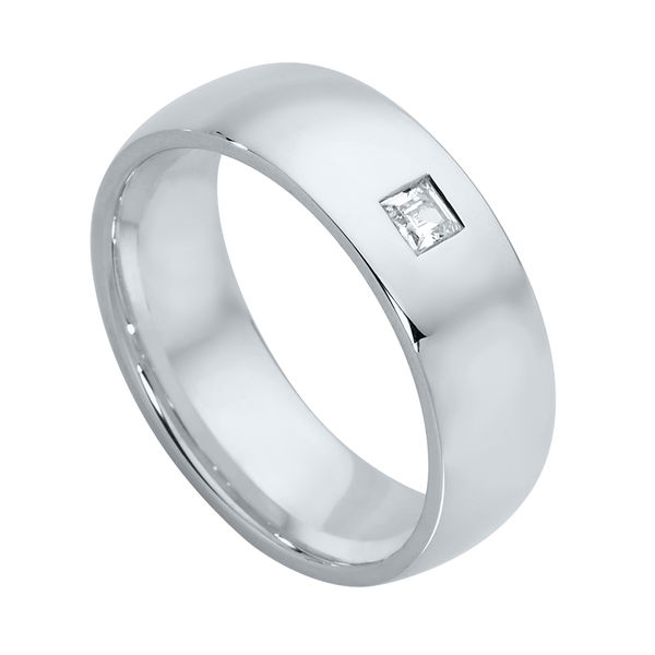 Mens Gypsy Set White Gold Wedding Ring