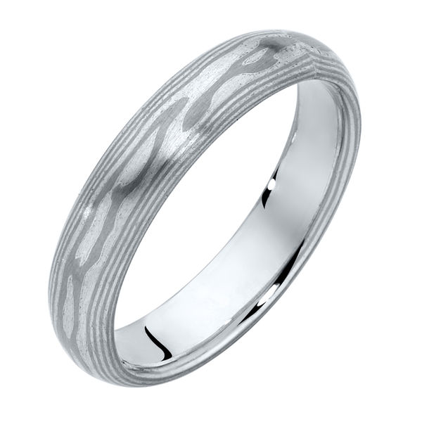 Mokume White and Silver Mokume and Other Wedding Ring