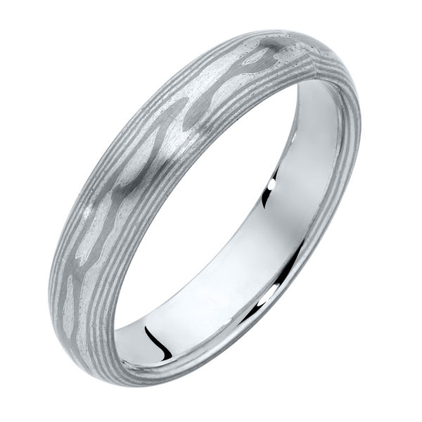 Mokume White and Silver Mokume and Other Wedding Ring