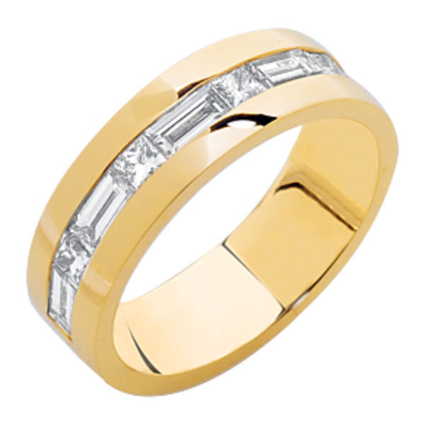 Princess Baguette Yellow Gold Wedding Ring