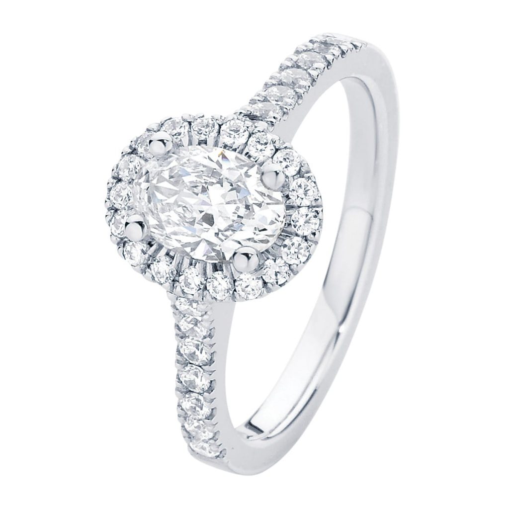 Rosetta Oval White Gold Engagement Ring