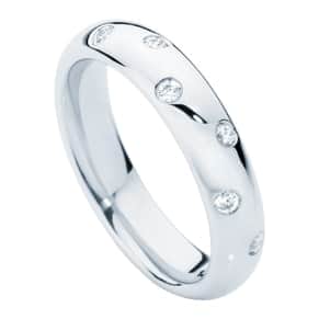 The Dew Drop ladies wedding ring featuring eight 2pt round brilliant diamonds.
