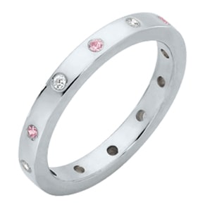 The Gypsy – Pink and White wedding ring with alternating diamonds and pink sapphires.