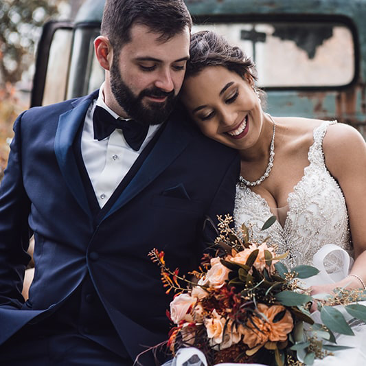 Bride and Groom on wedding day