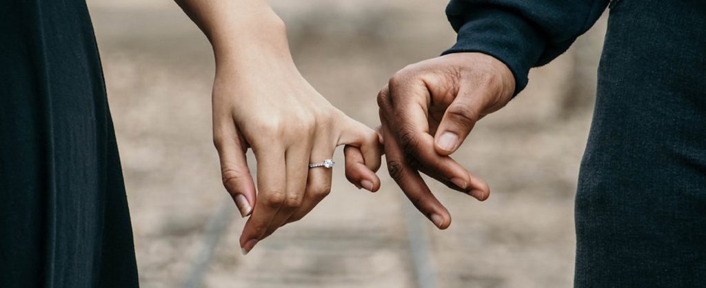 engaged couple's hands