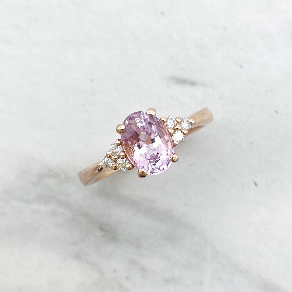 Coloured stone engagement ring - pink sapphire