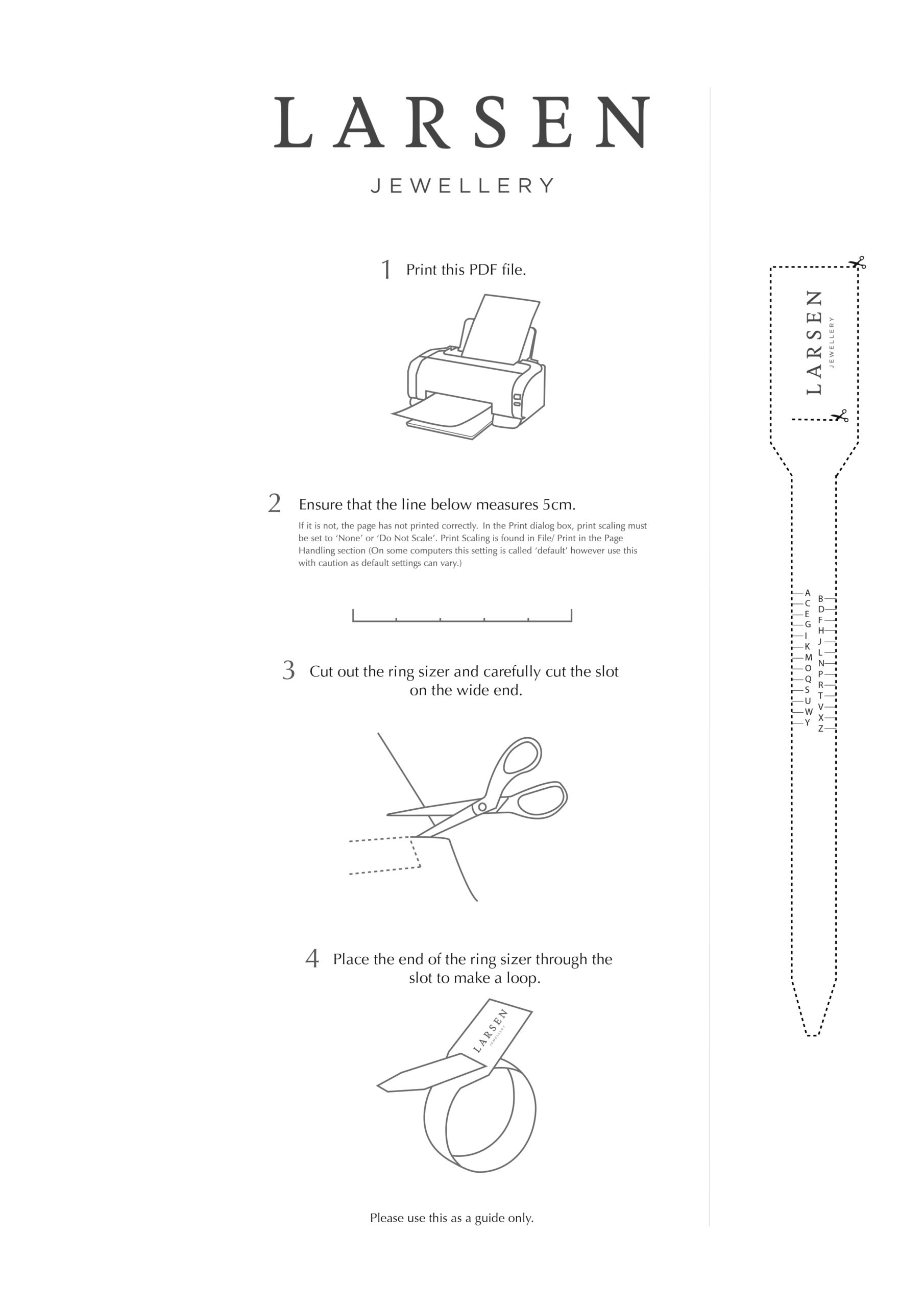 finger size larsen jewellery