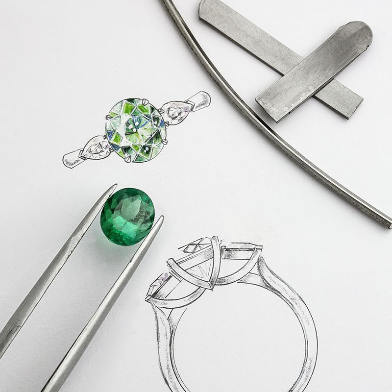 green stone ring sketch
