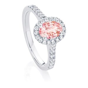 White Gold Oval Peach Rosetta
