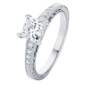 Baroque White Gold Engagement Ring