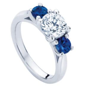 Trio with Sapphire White Gold Engagement Ring