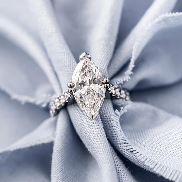 Diamond marquise engagement ring