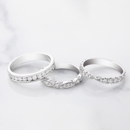 3 unique Platinum and diamond wedding rings made by Australian Jewellers