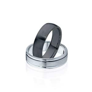 Stack of Zirconium and titanium men's wedding rings