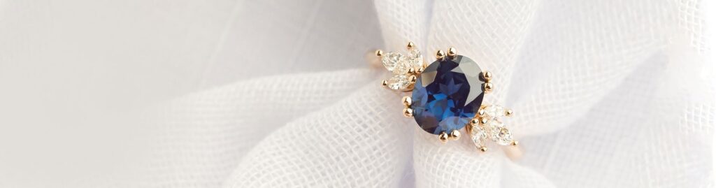 A custom designed bespoke sapphire ring in rose gold