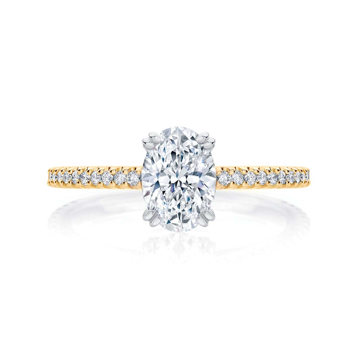 Oval diamond engagement ring yellow gold diamond band