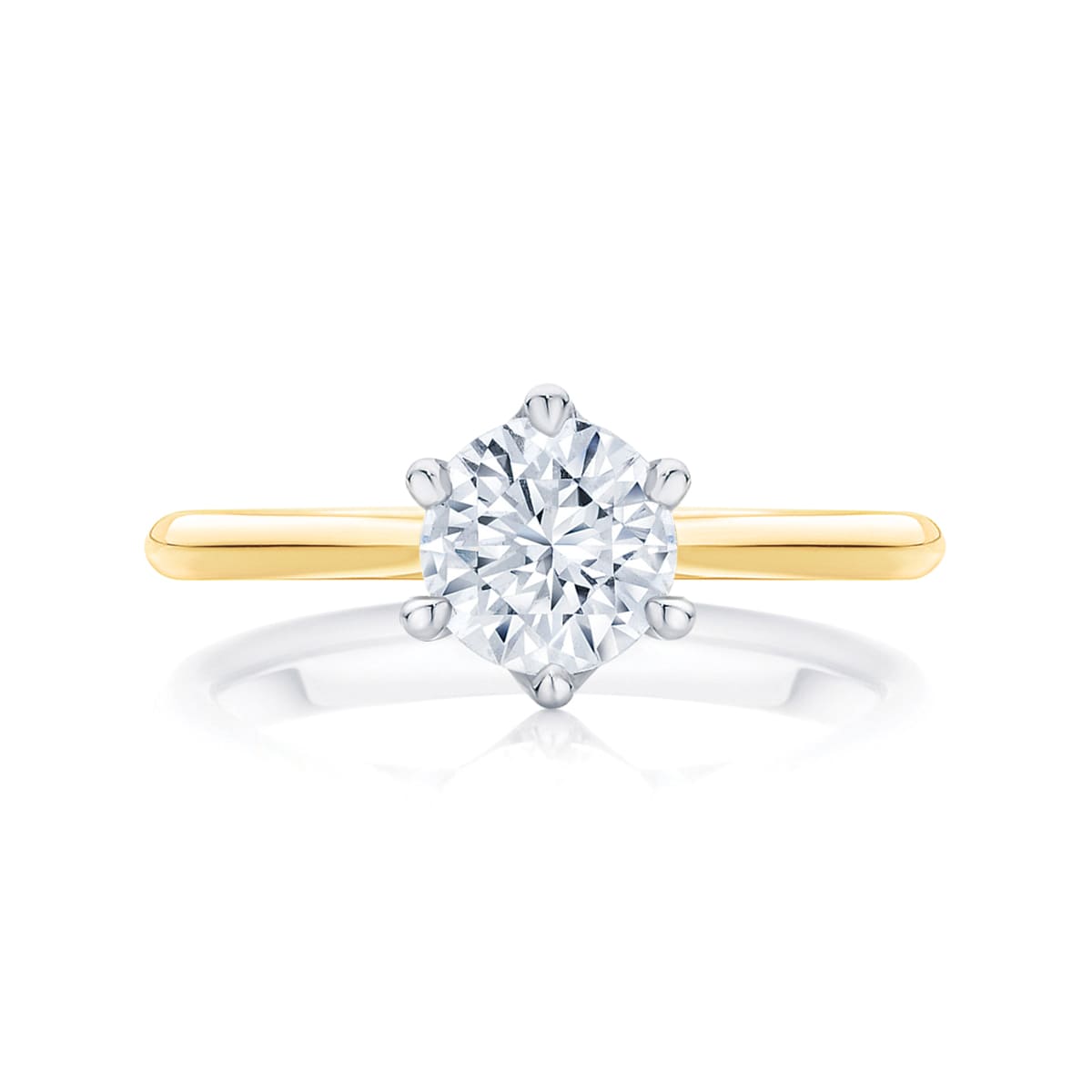 Yellow gold diamond solitaire 6 claw