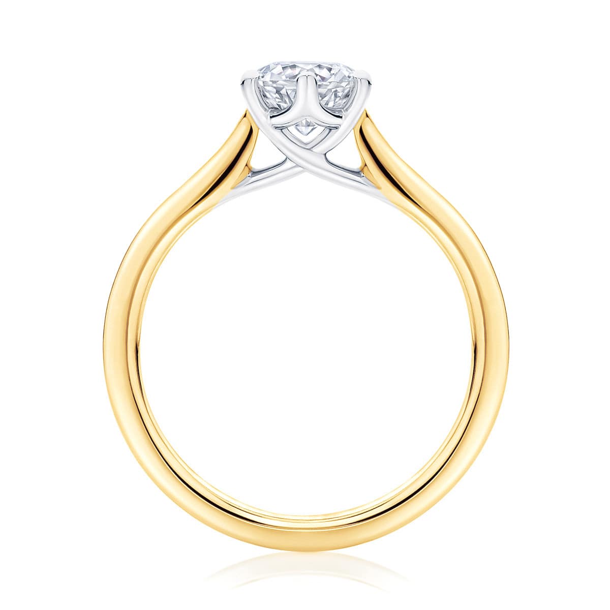 Yellow gold diamond solitaire side view