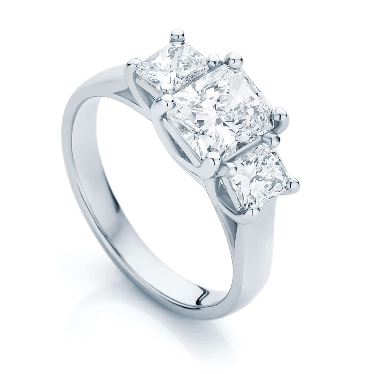 Radiant Three Stone Engagement Ring Platinum | Allure