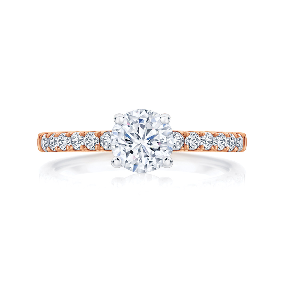 Round Side Stones Engagement Ring Rose Gold | Amore