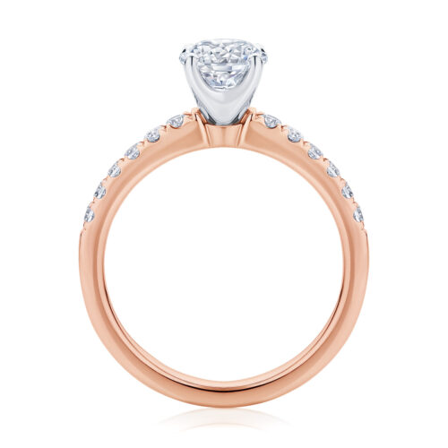 Round Side Stones Engagement Ring Rose Gold | Amore