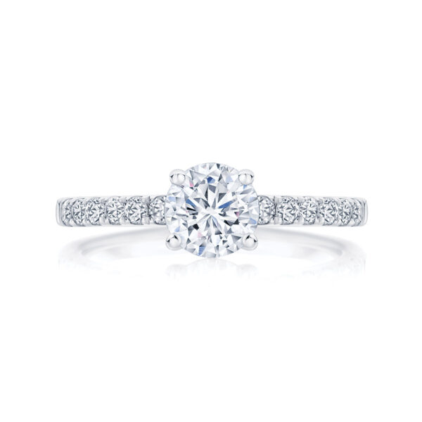 Round Side Stones Engagement Ring White Gold | Amore