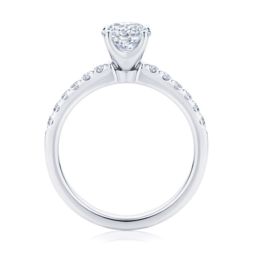 Round Side Stones Engagement Ring White Gold | Amore