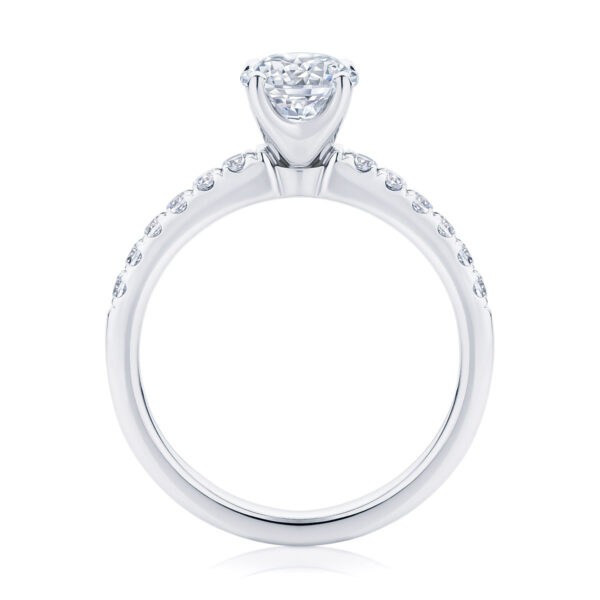 Round Side Stones Engagement Ring White Gold | Amore