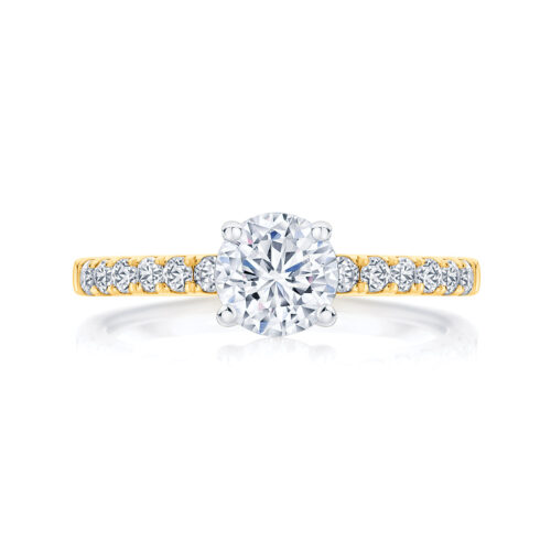 Round Side Stones Engagement Ring Yellow Gold | Amore
