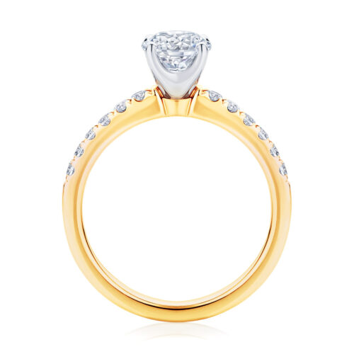 Round Side Stones Engagement Ring Yellow Gold | Amore