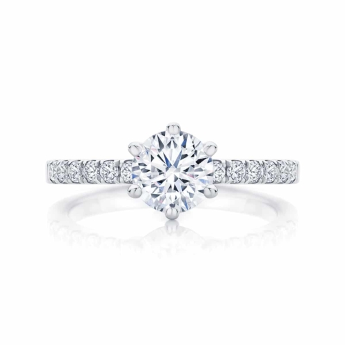 Round Side Stones Engagement Ring Platinum | Amore (six claw)