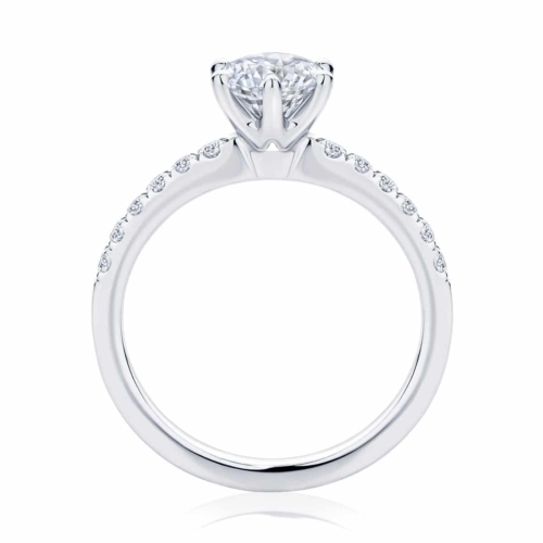 Round Side Stones Engagement Ring Platinum | Amore (six claw)