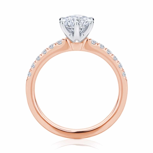 Round Side Stones Engagement Ring Rose Gold | Amore (six claw)