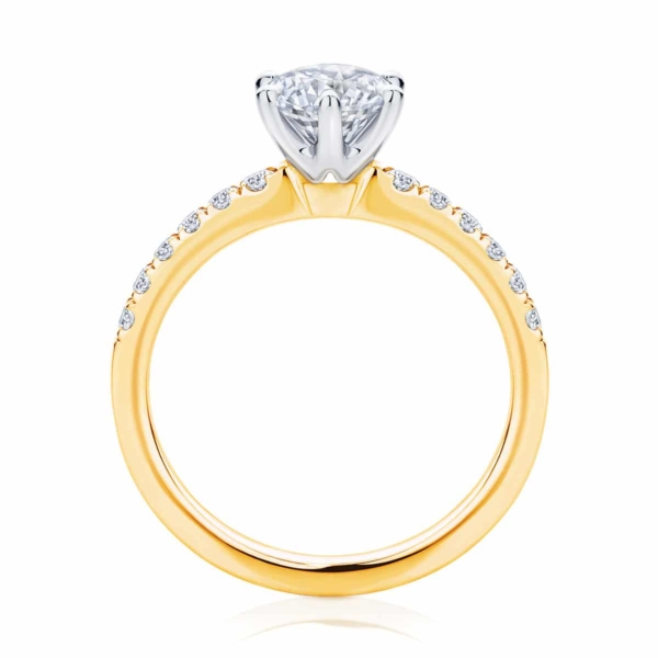 Round Side Stones Engagement Ring Yellow Gold | Amore (six claw)