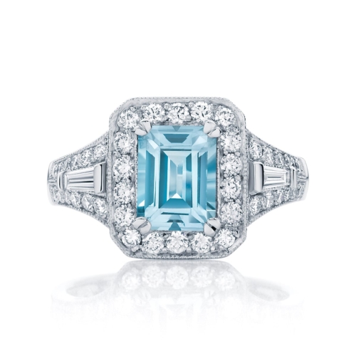 Emerald Halo Engagement Ring Platinum | Andromeda