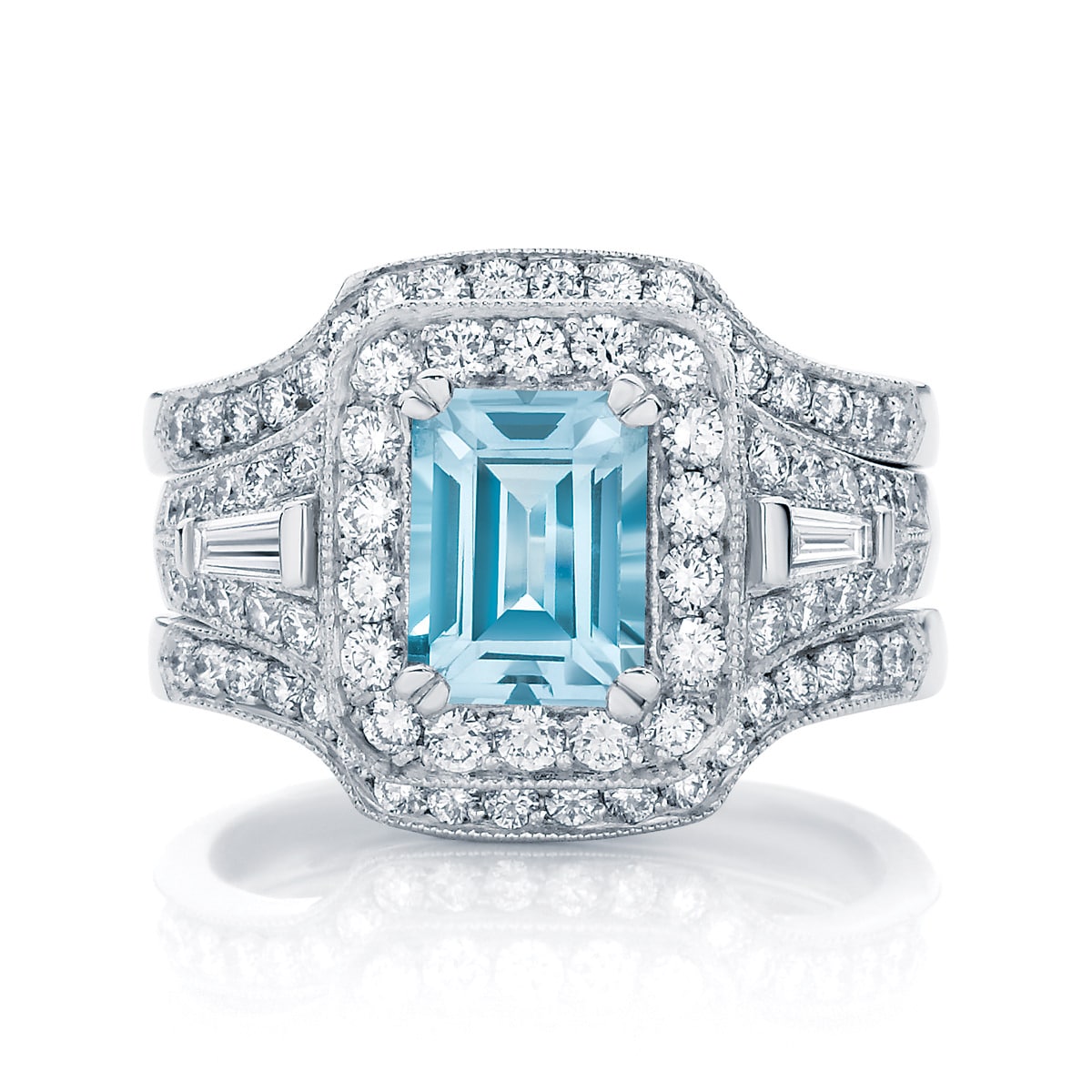 Emerald Halo Engagement Ring White Gold | Andromeda
