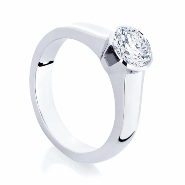 Round Solitaire Engagement Ring White Gold | Angel