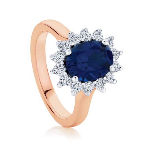 Oval Halo Engagement Ring Rose Gold | Aquarius