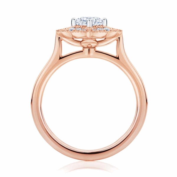 Round Halo Engagement Ring Rose Gold | Arabesque