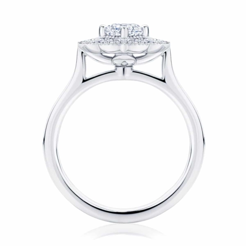 Round Halo Engagement Ring White Gold | Arabesque